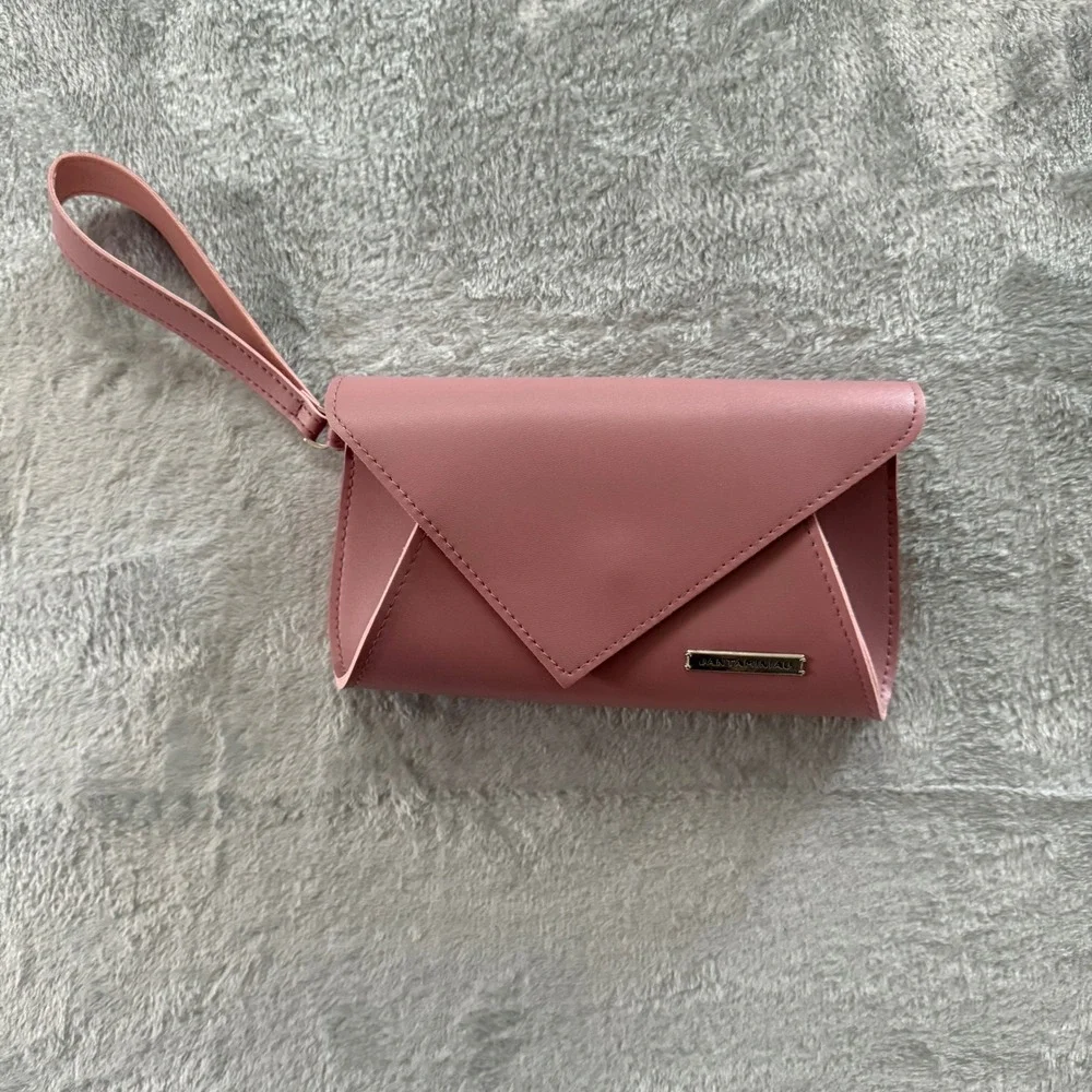 Jantaminiau x KLM Pink Envelope Wristlet Clutch Travel Bag Limited Edition